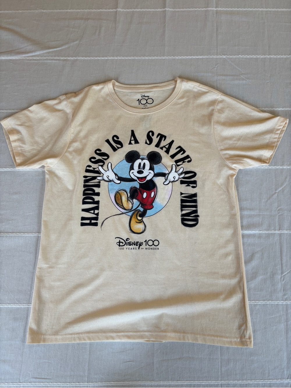 Disney Cream Mickey Mouse 'Happiness Is A State Of Mind' Kids Tee
